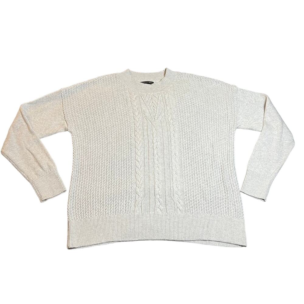 Banana Republic Crewneck Cable Knit Fisherman Sweater Size L **SMALL FLAW**